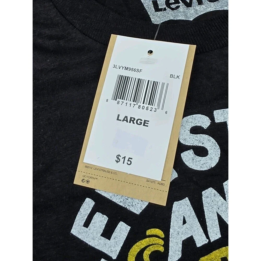 Levi Strauss & Co. Men's Large Black T-shirt w/ Gold/White Graphics Crafted NWT